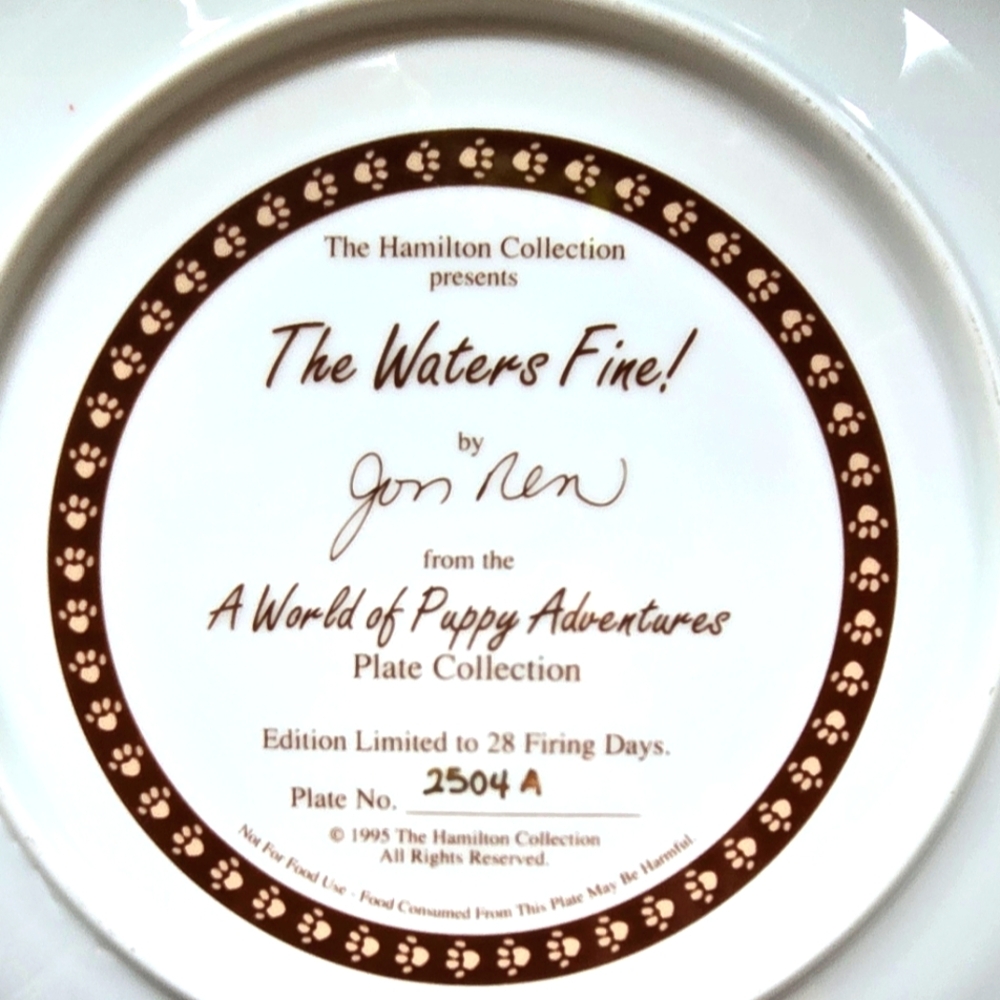 The Hamilton Collection- The Waters Fine - A World of Puppy Adventures Plate - Picture 2 of 5